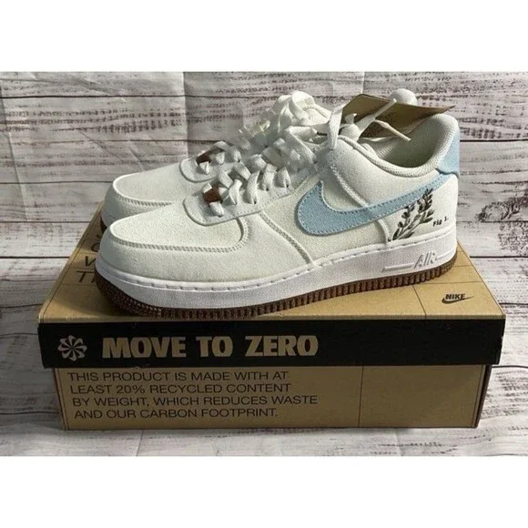Nike Air Force 1 '07 SE Indigo Size 10 Women's CZ0269-100 White/Obsidian White - Picture 1 of 11